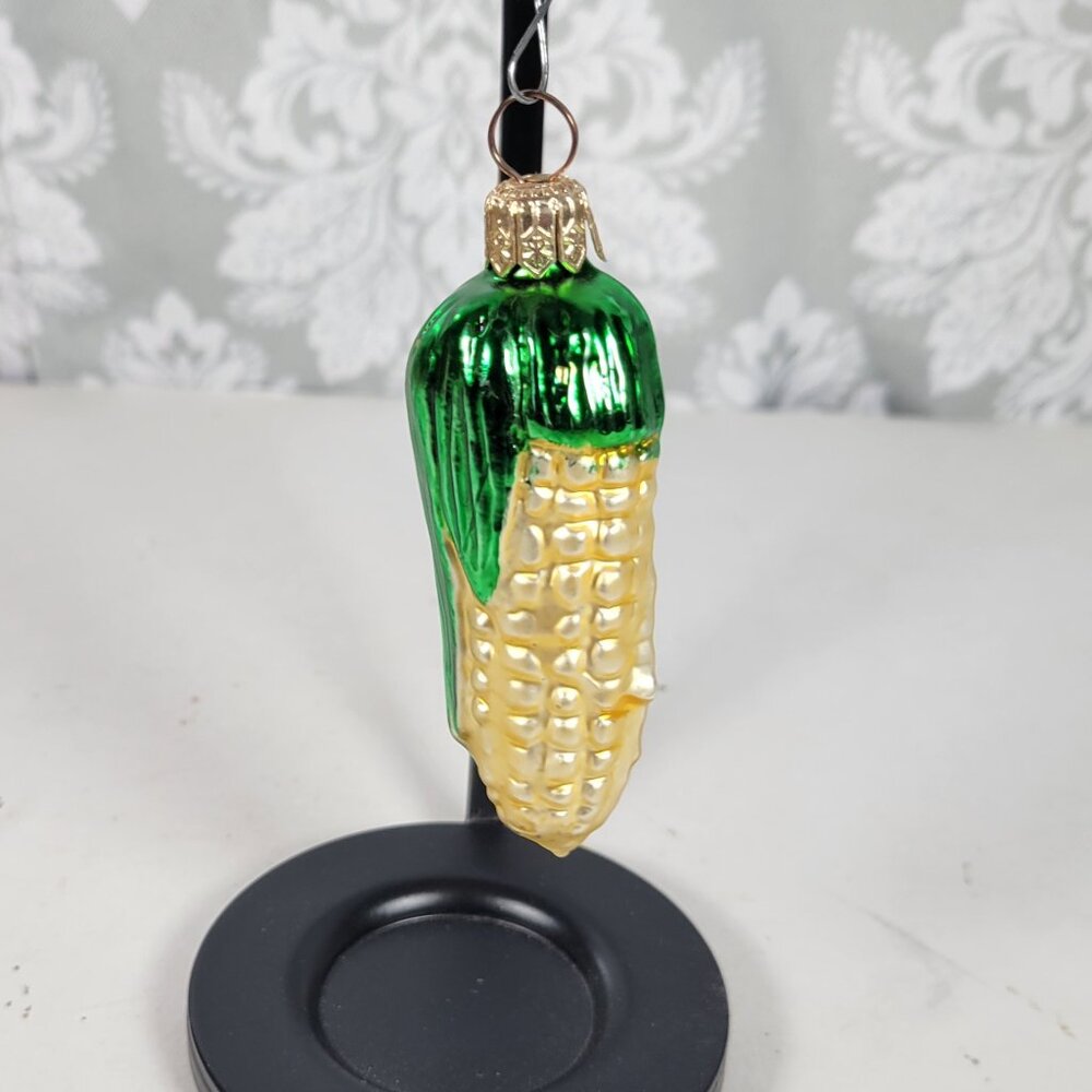 Vintage Hand Blown Glass Christmas Ornament Corn on the Cob 3" Tall